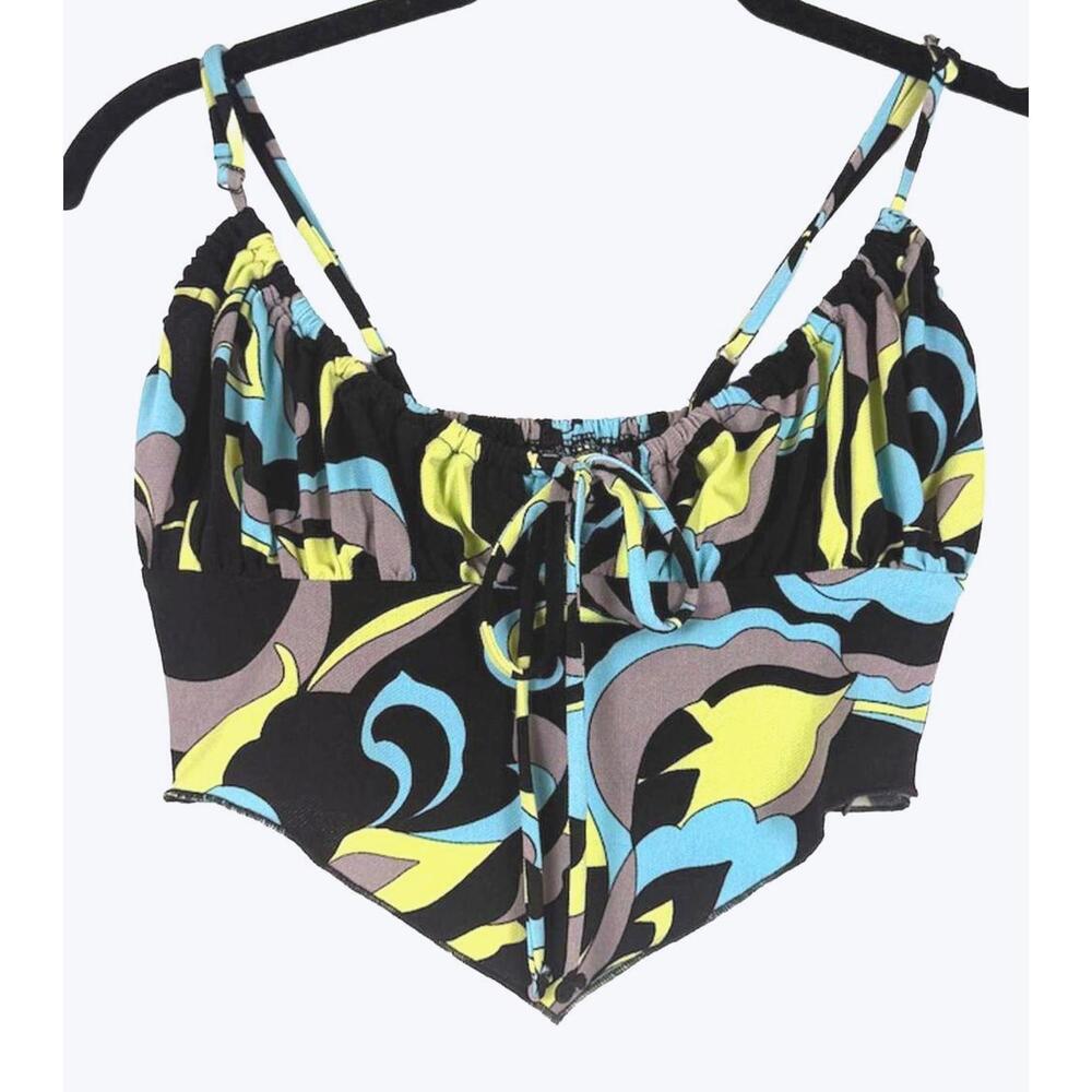 Urban Outfitters Abstract Swirl Hanky Hem Cami Top Blue Green Women's Size XS